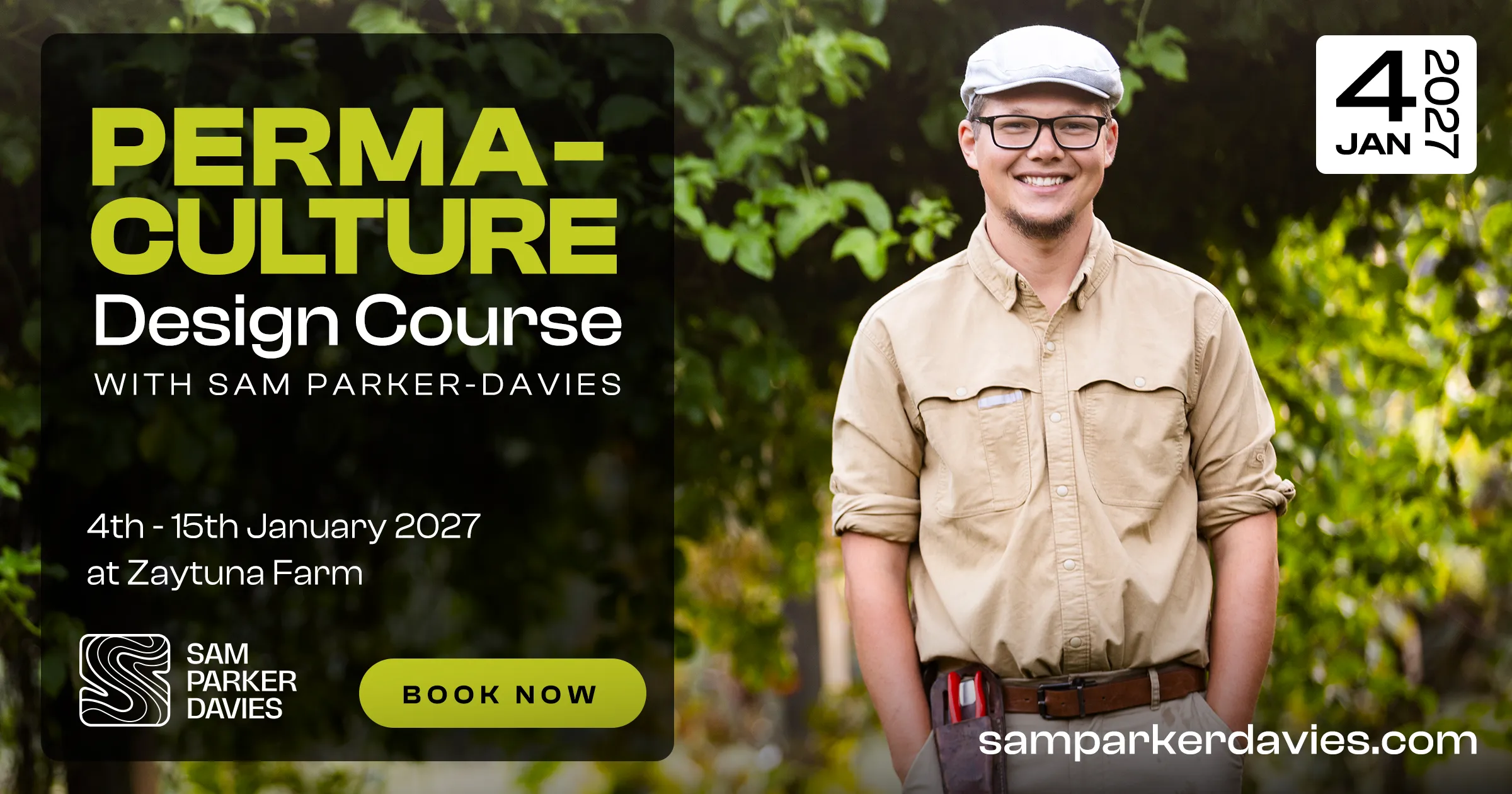 Permaculture Design Course with Sam Parker-Davies, 4th to 15th January 2027 at Zaytuna Farm